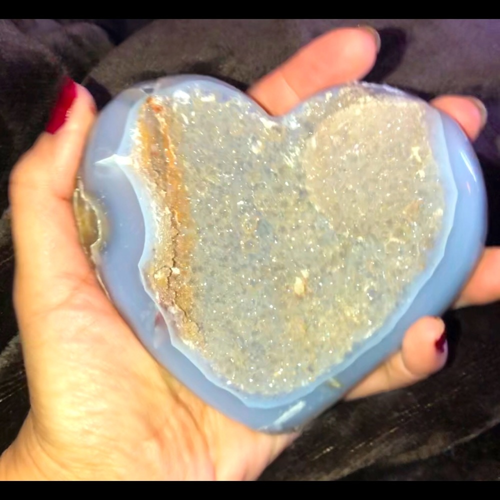 Crystal Agate Heart Calcite Inclusions